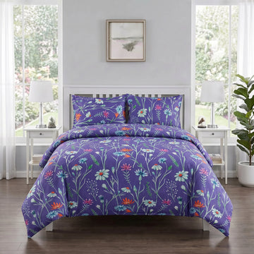 Purple Wildflower Duvet Cover Set — Printed