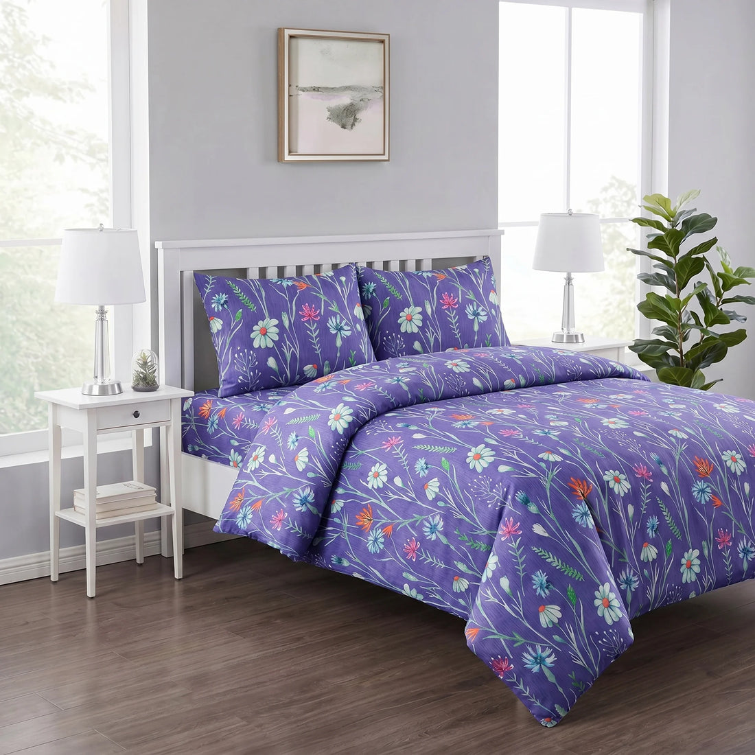 Purple Wildflower Duvet Cover Set — Printed