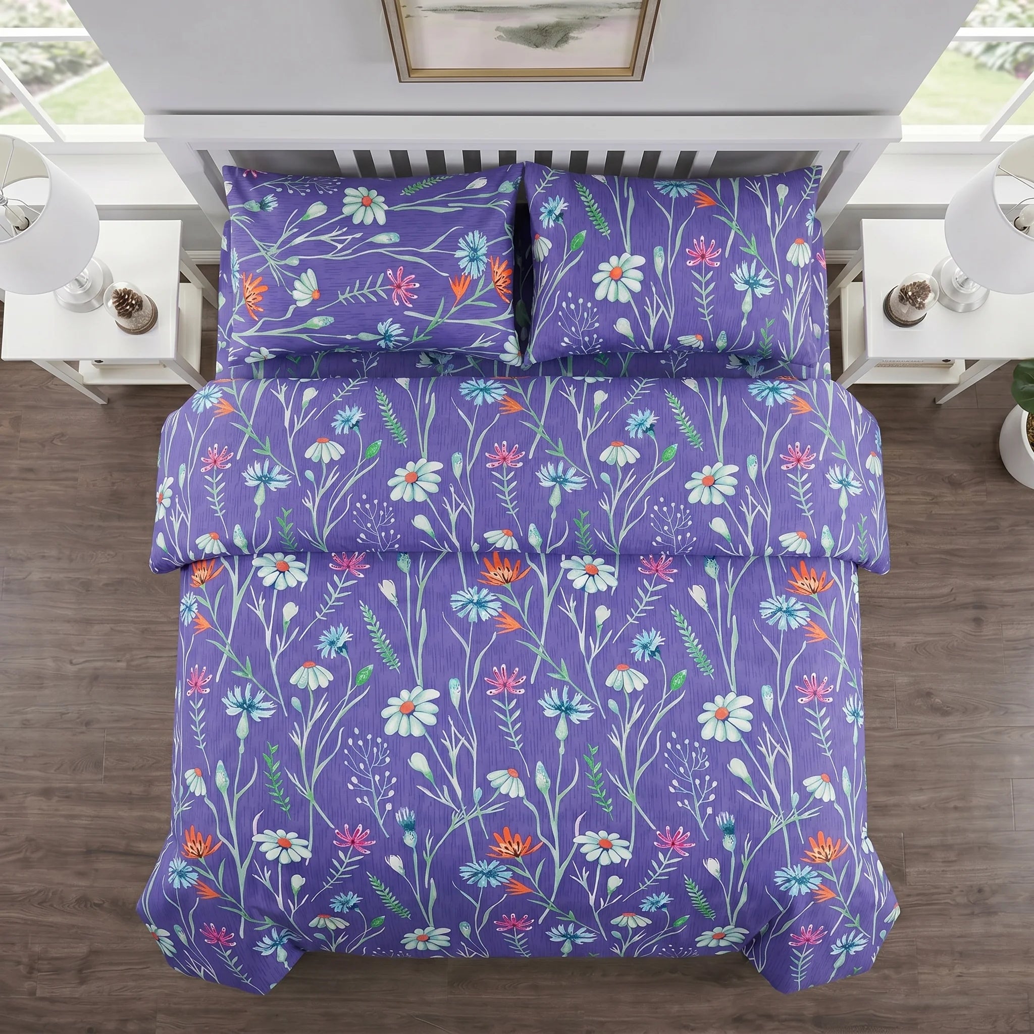 Purple Wildflower Duvet Cover Set — Printed