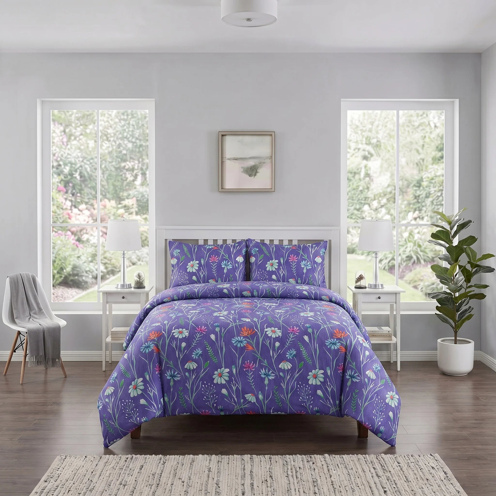 Purple Wildflower Duvet Cover Set — Printed