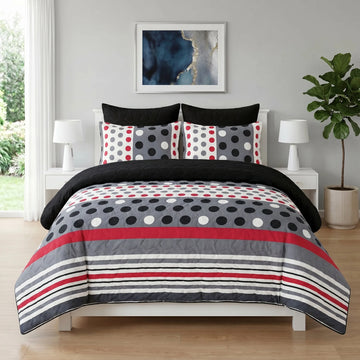 Red Dot Geometric Bed Spread Set — 6 PCS