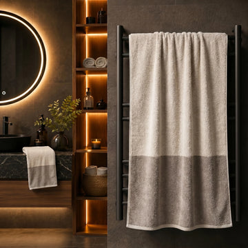 Reversible Dual Tone Bath Towel — Cream & Taupe | 100% Cotton