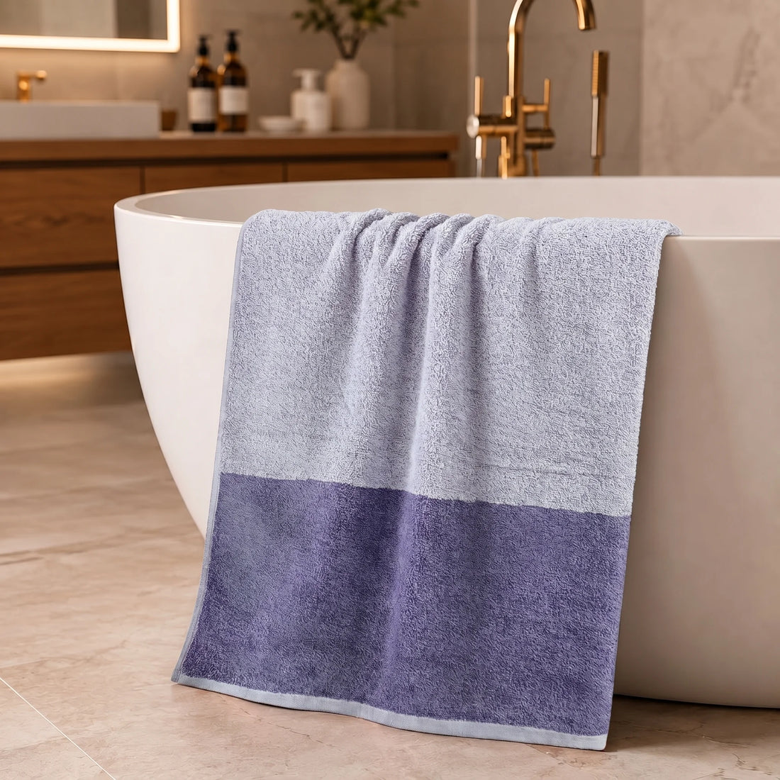 Reversible Dual Tone Bath Towel — Lavender & Purple | 100% Cotton
