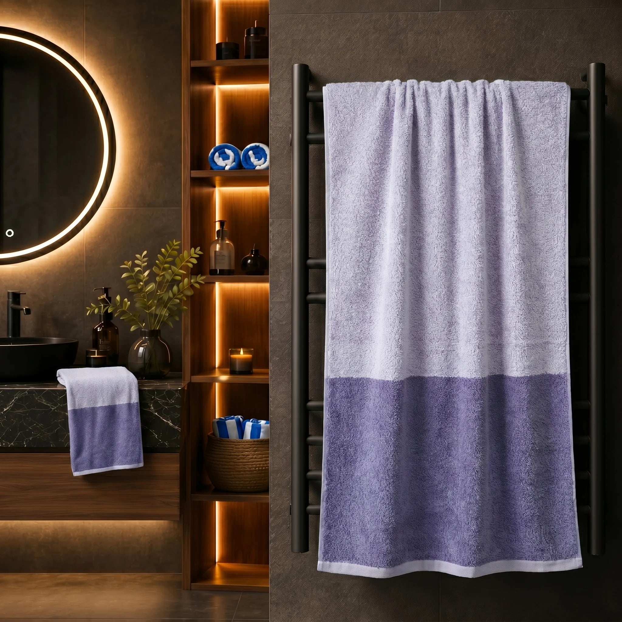 Reversible Dual Tone Bath Towel — Lavender & Purple | 100% Cotton