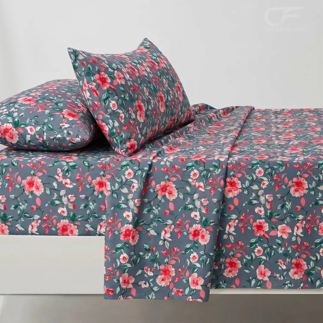 Midnight Rose Garden Bedsheet Set