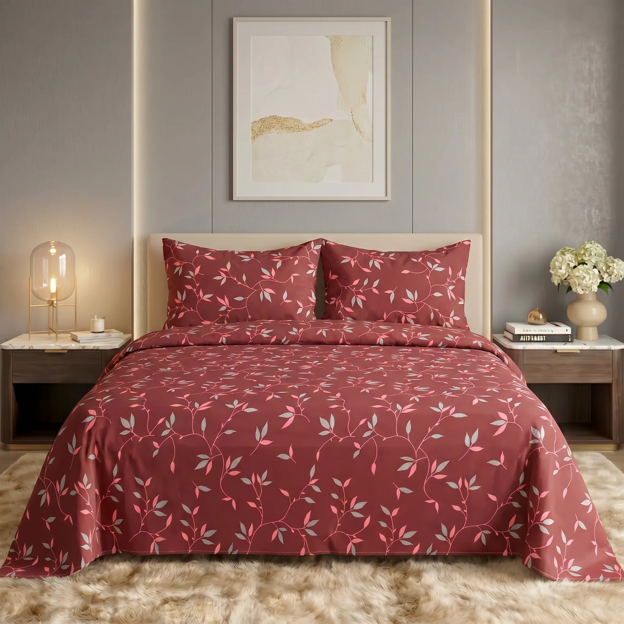 Rosewood Vine Premium Cotton Bedsheet