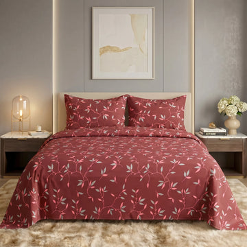 Rosewood Vine Premium Cotton Bedsheet