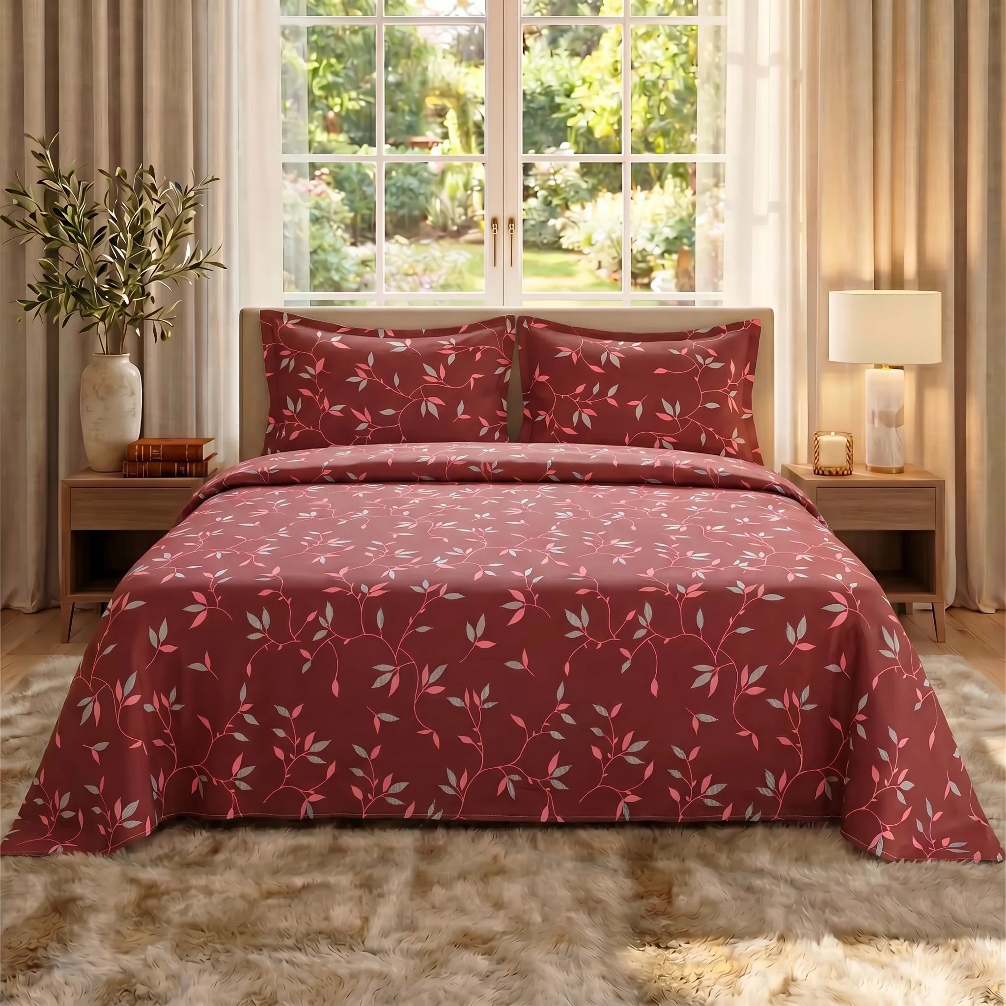 Rosewood Vine Premium Cotton Bedsheet