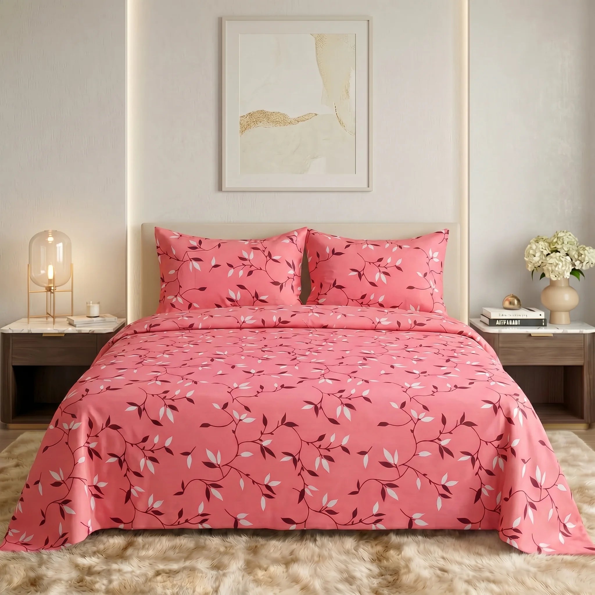 Rosy Vine Elegance Premium Bedsheet