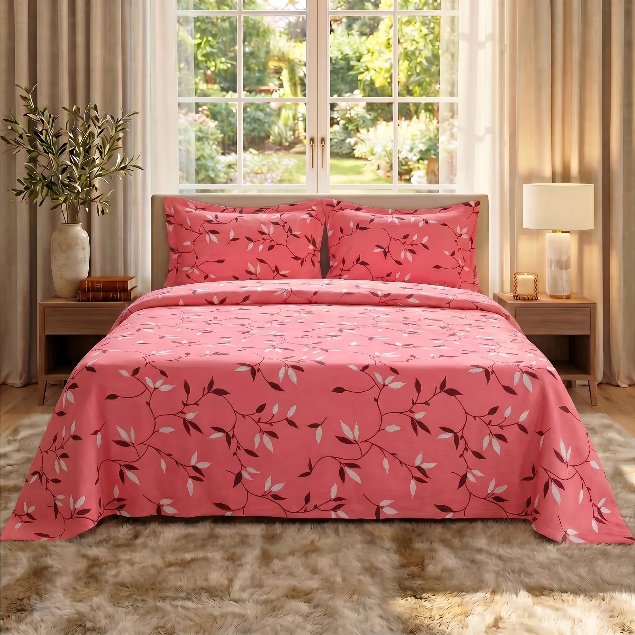 Rosy Vine Elegance Premium Bedsheet