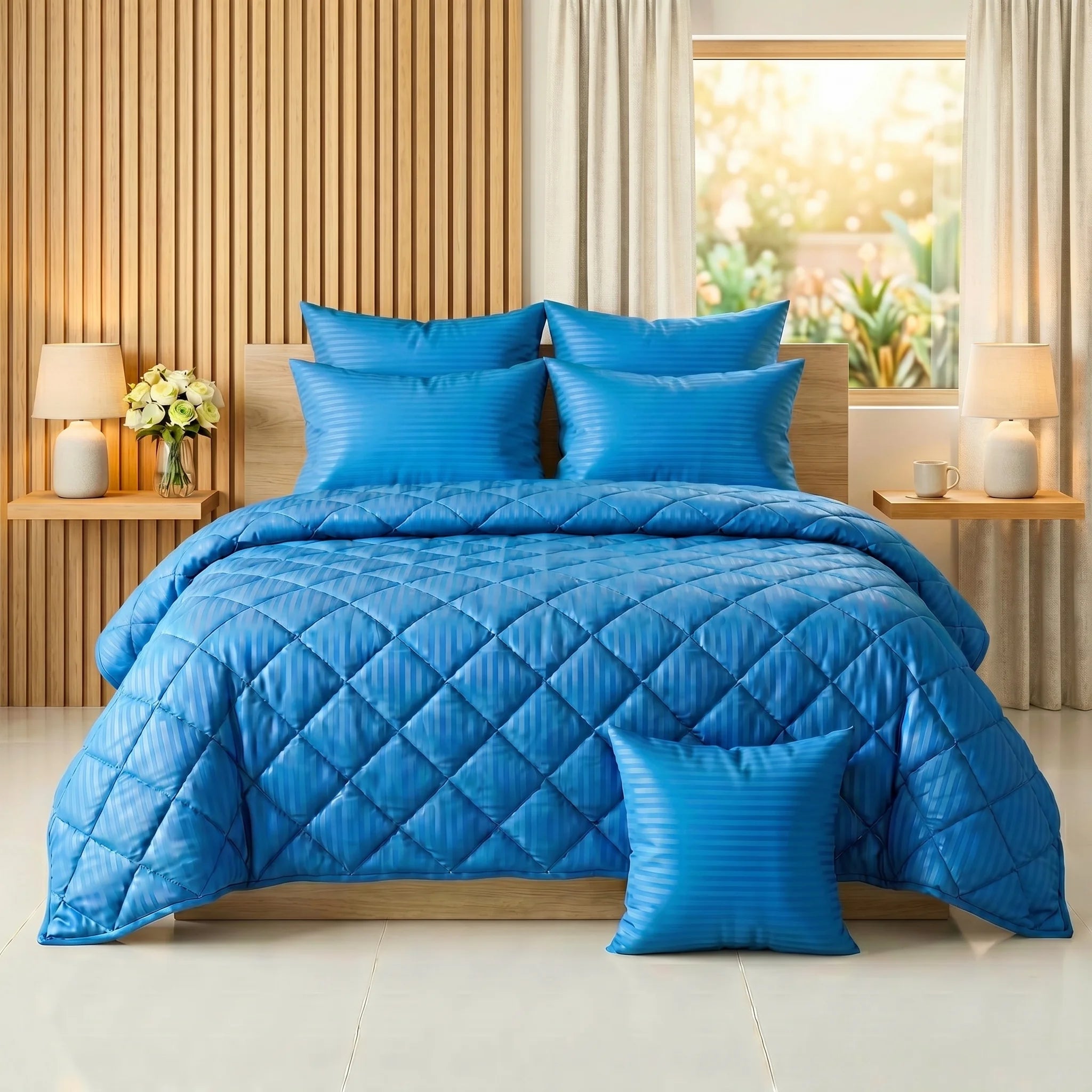 Royal Blue Comforter Set — Dyed Stripe