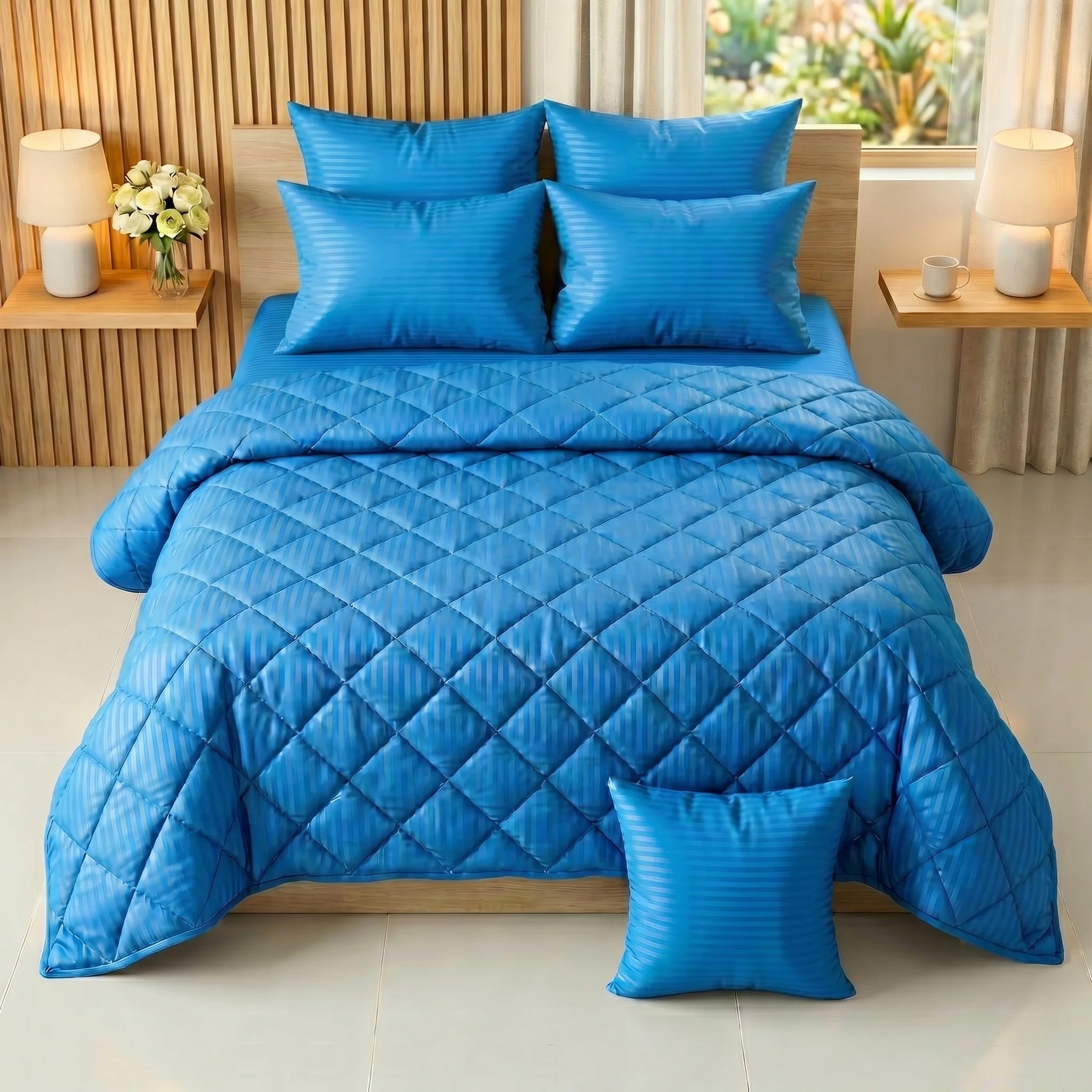 Royal Blue Comforter Set — Dyed Stripe