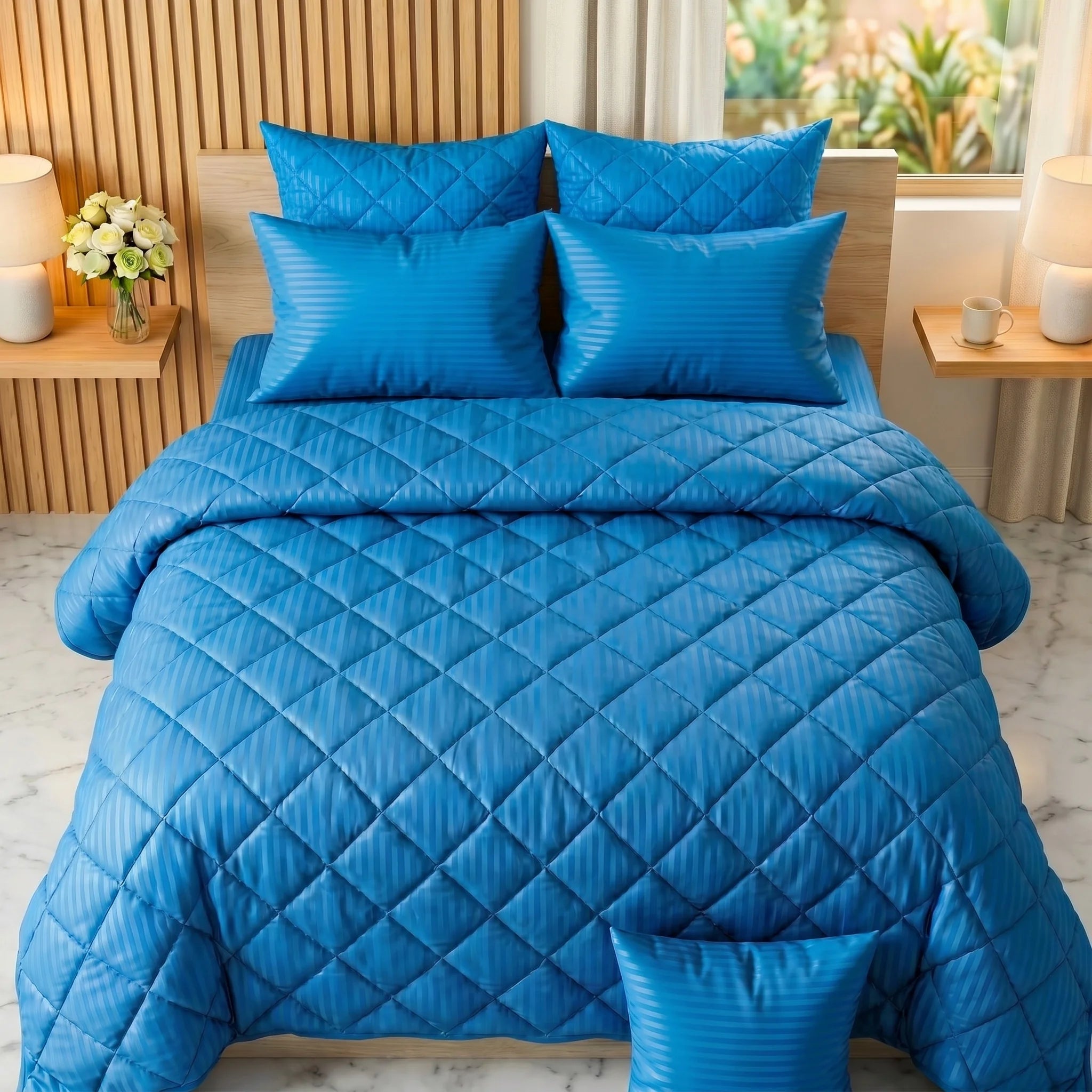 Royal Blue Comforter Set — Dyed Stripe