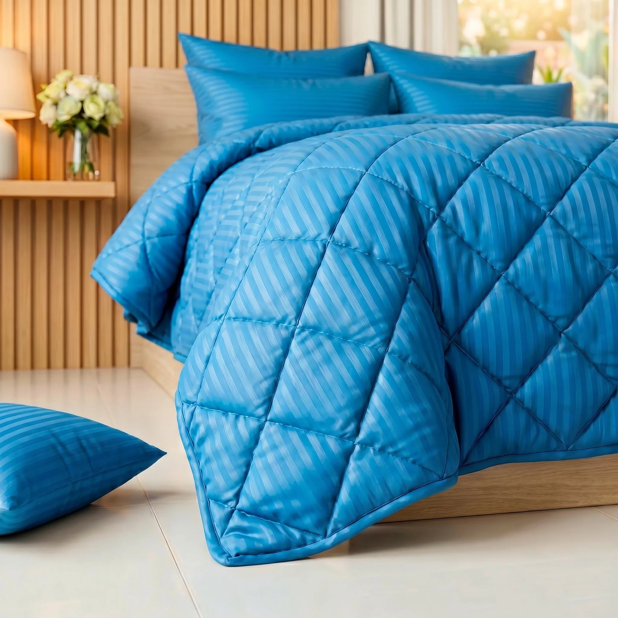 Royal Blue Comforter Set — Dyed Stripe