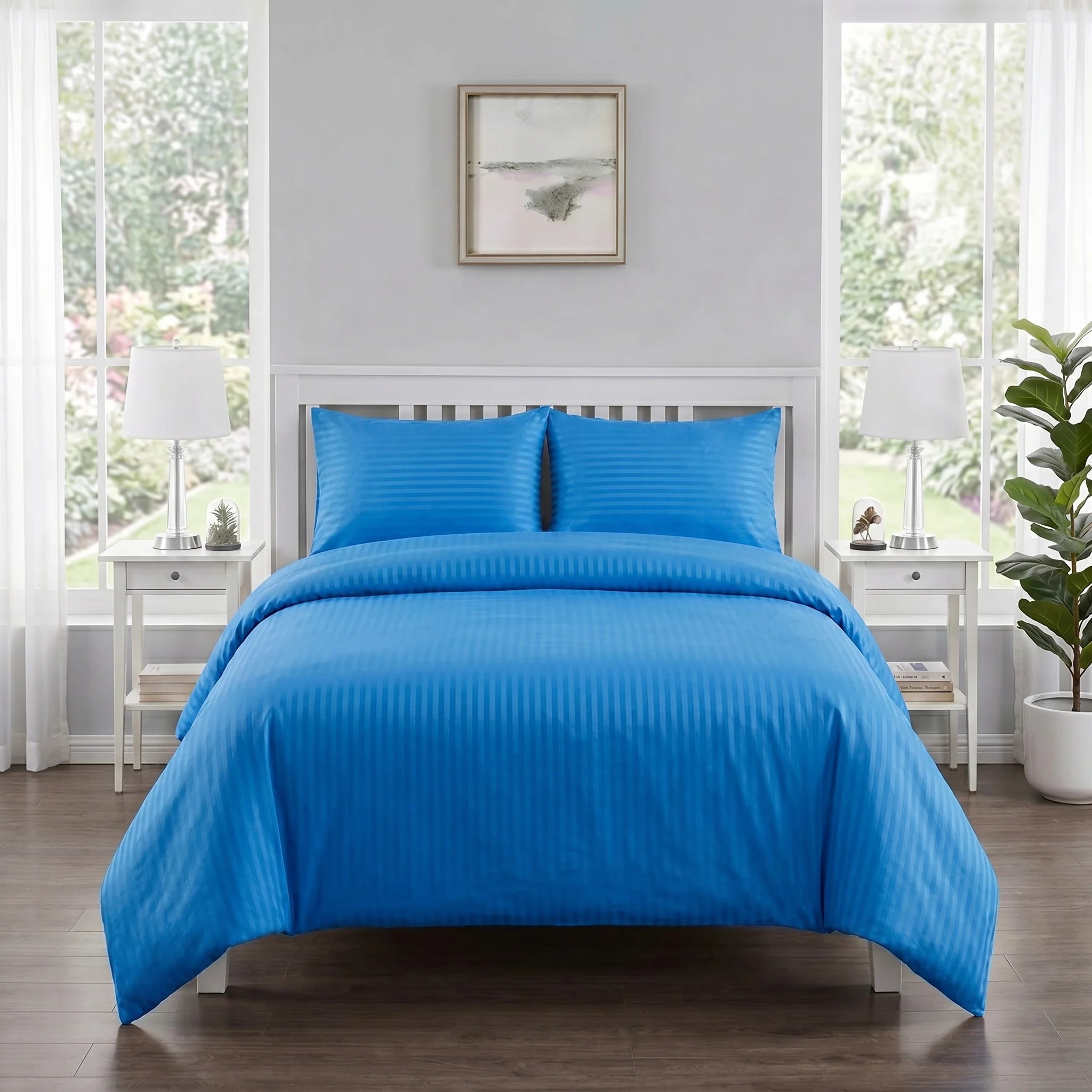 Royal Blue Duvet Cover Set — Dyed Stripe