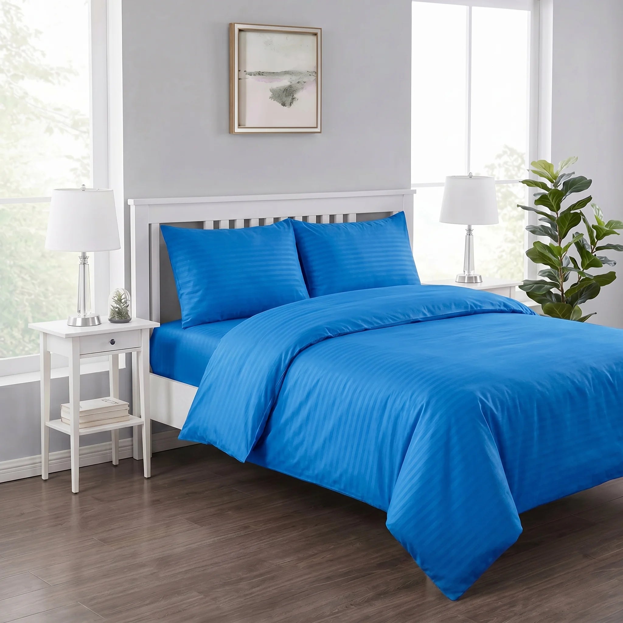 Royal Blue Duvet Cover Set — Dyed Stripe