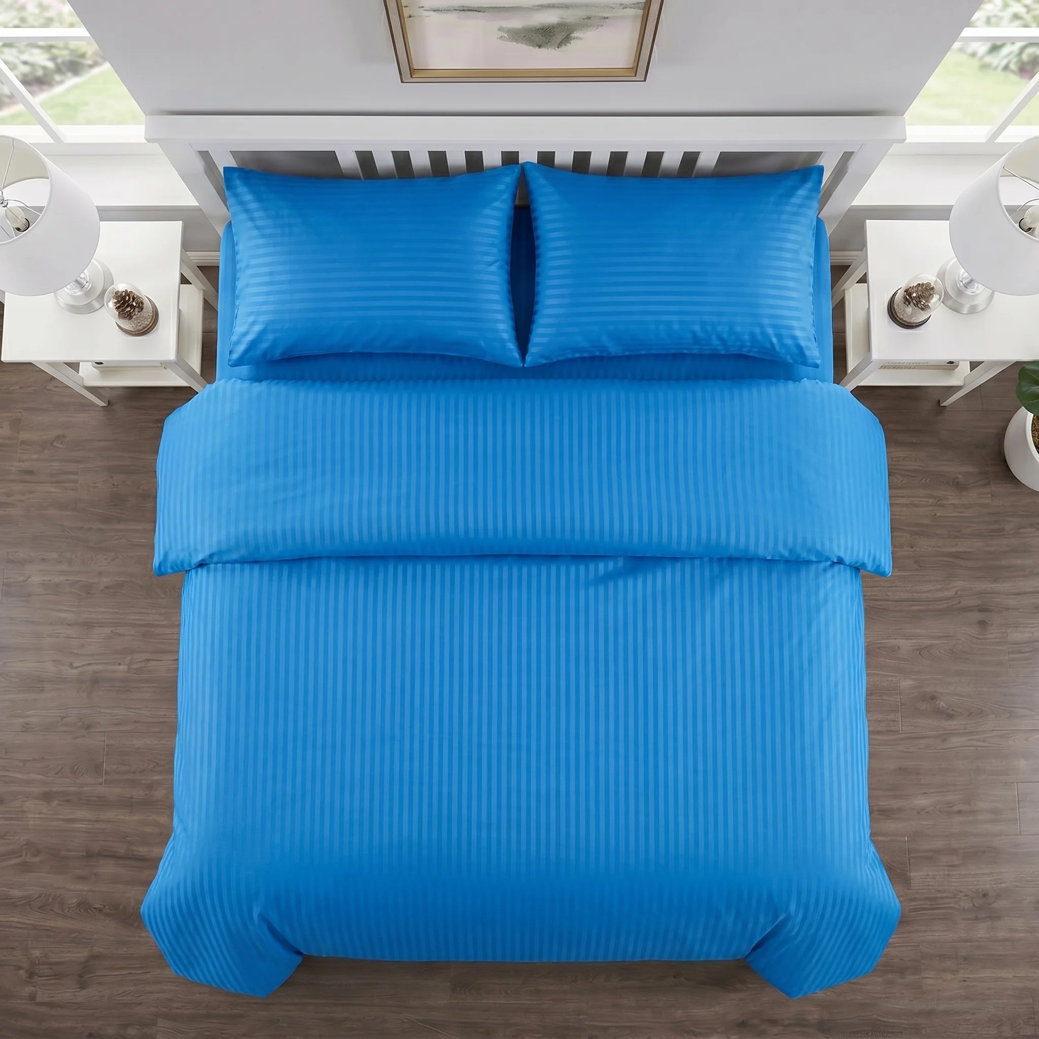 Royal Blue Duvet Cover Set — Dyed Stripe