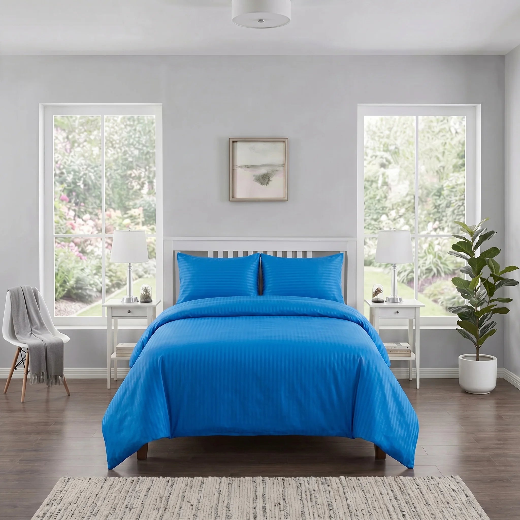 Royal Blue Duvet Cover Set — Dyed Stripe