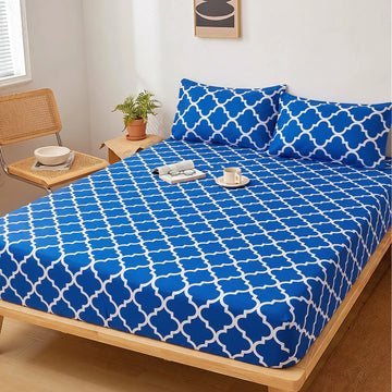 Moroccan Trellis Fitted Sheet Set — Pure Cotton