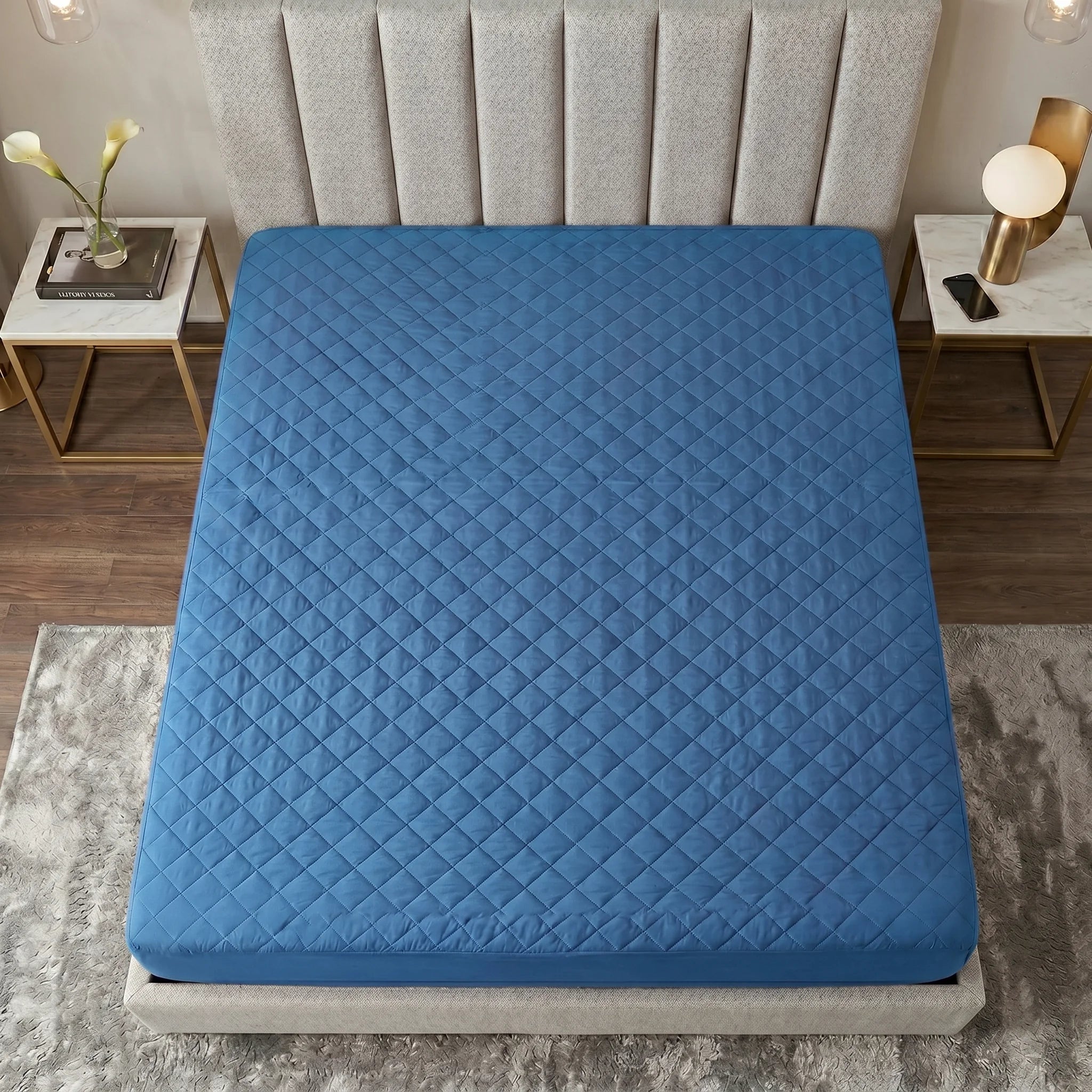 Royal Blue Waterproof Mattress Protector  — Quilted