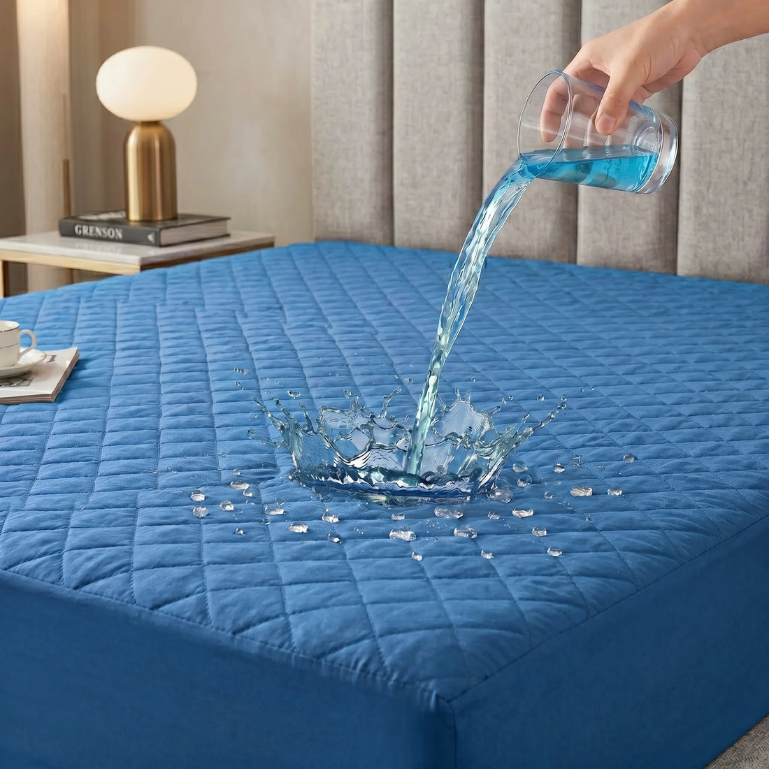 Royal Blue Waterproof Mattress Protector  — Quilted