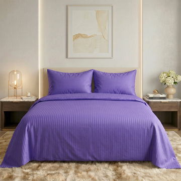 Royal Purple Dyed Stripe Bedsheet Set