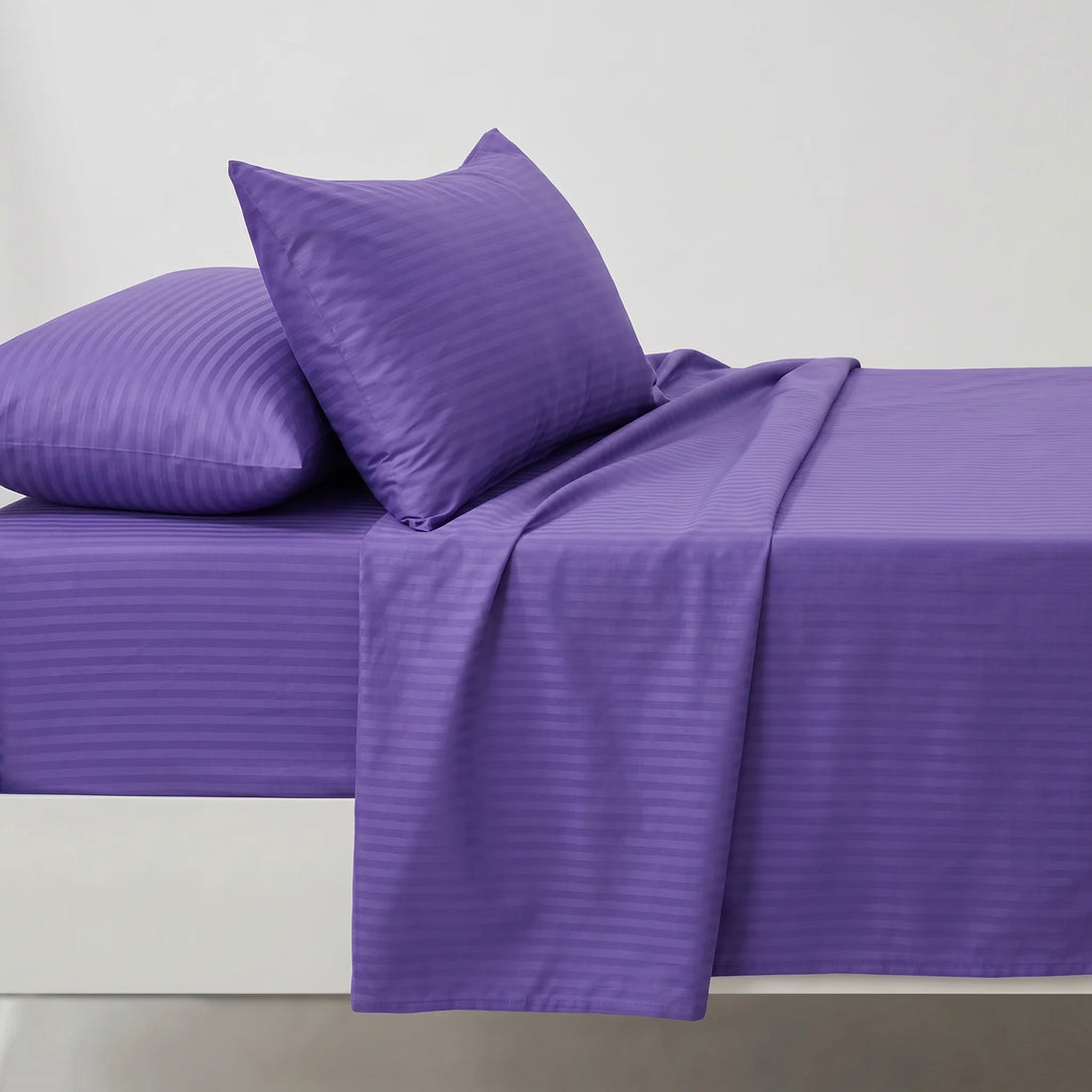 Royal Purple Dyed Stripe Bedsheet Set