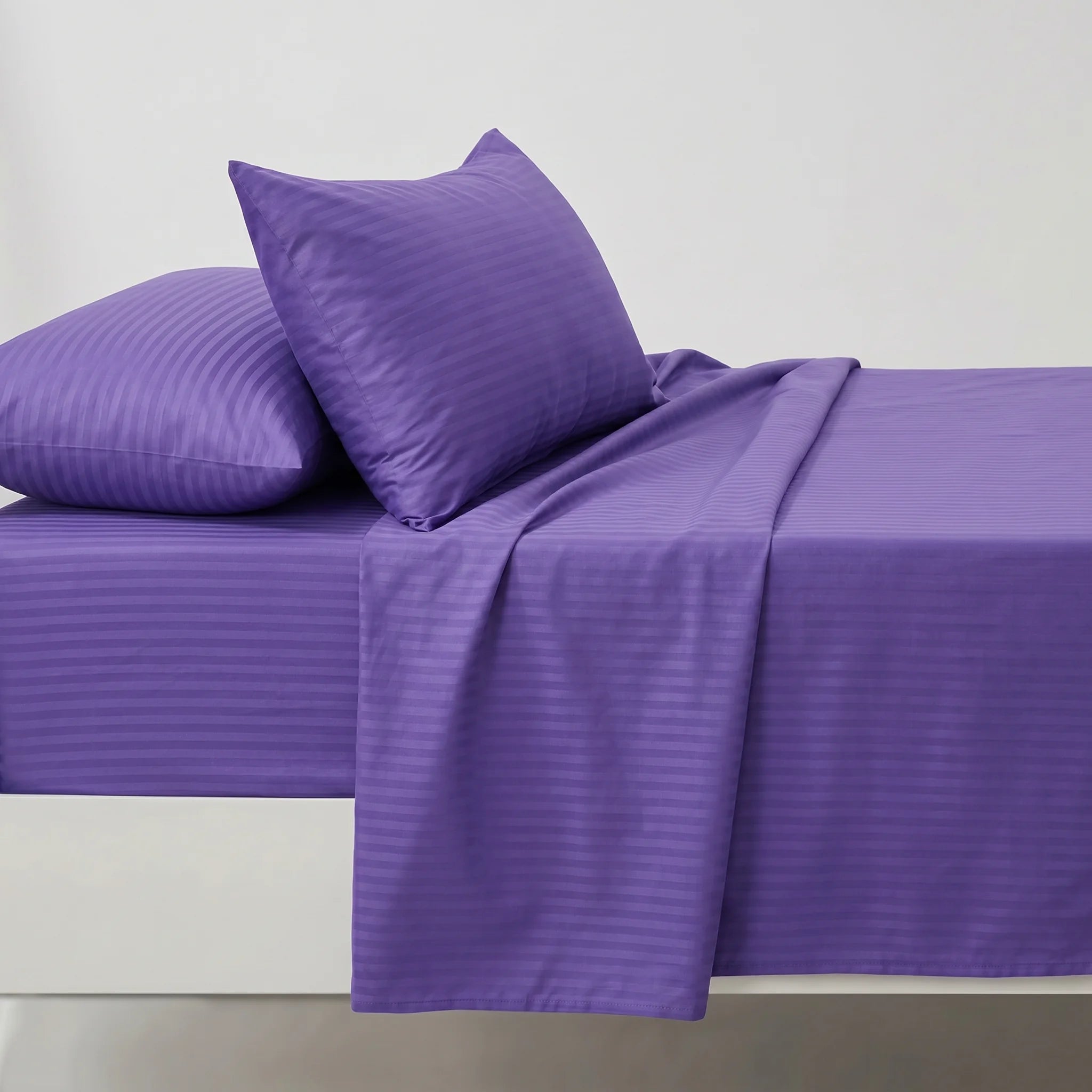 Royal Purple Dyed Stripe Bedsheet Set