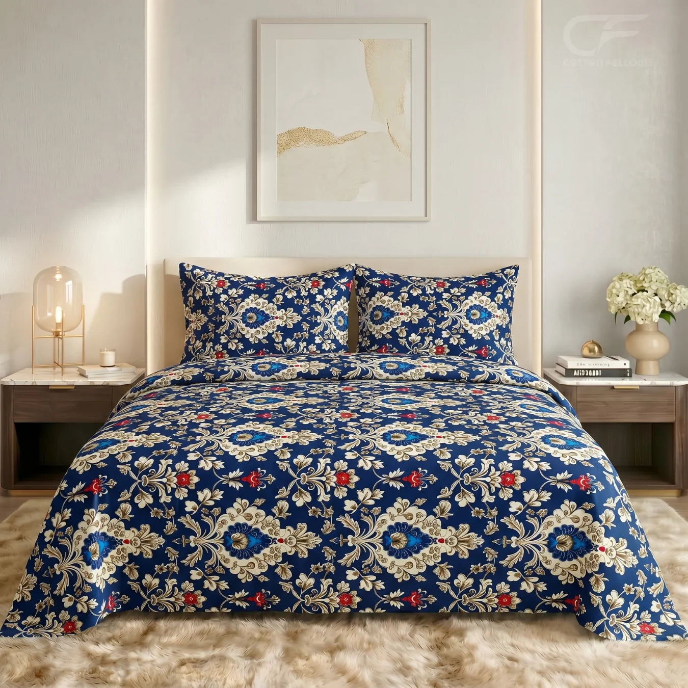 Royal Sapphire Heritage Printed Bedsheet Set