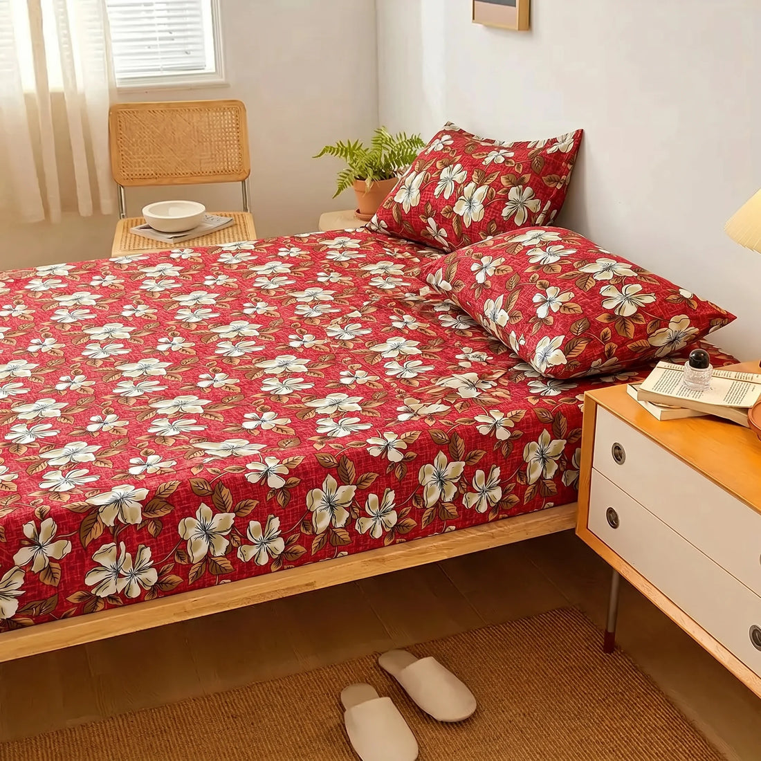 Ruby Magnolia Printed Fitted Sheet