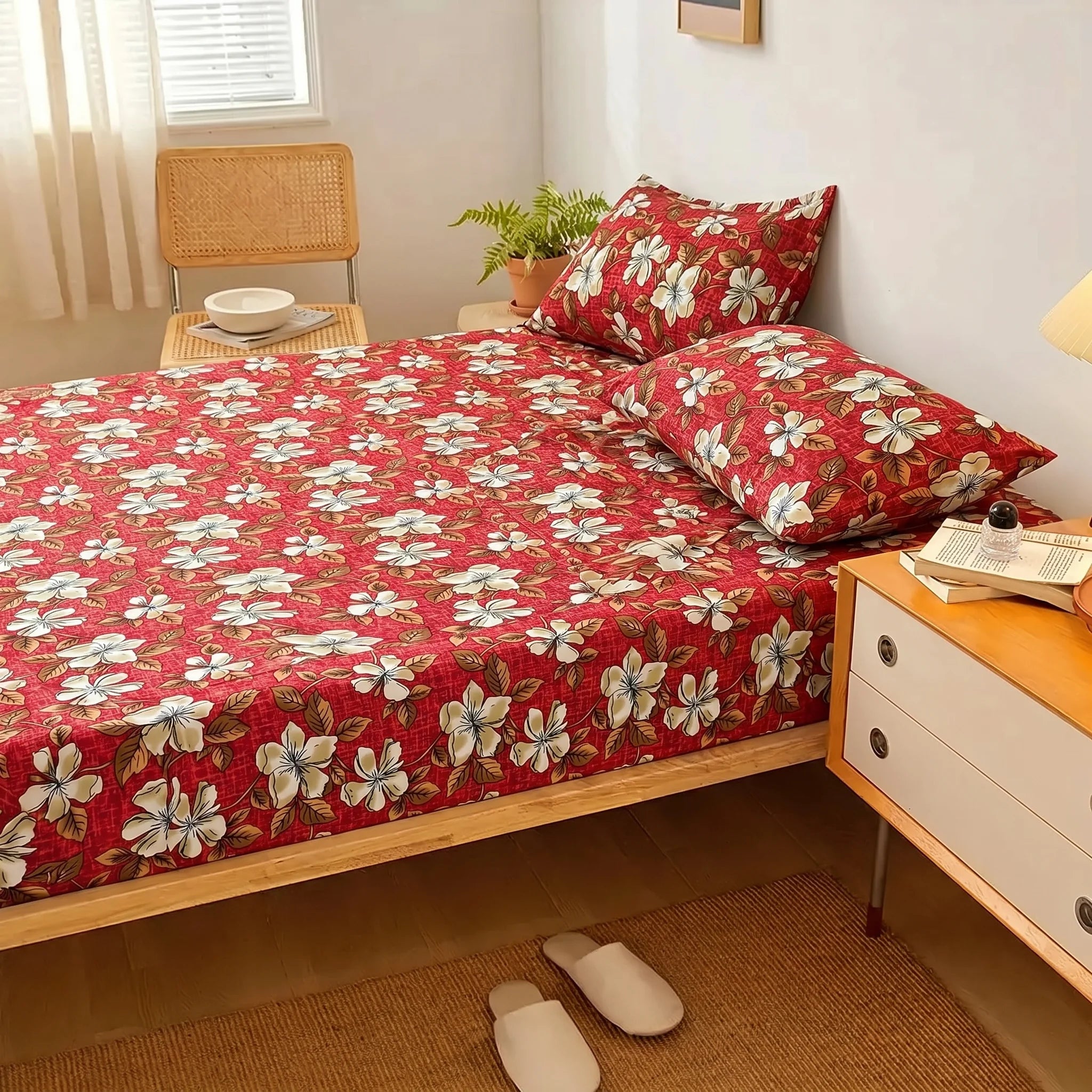 Ruby Magnolia Printed Fitted Sheet