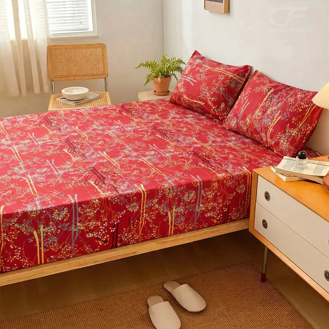Ruby Meadow Printed Fitted Sheet