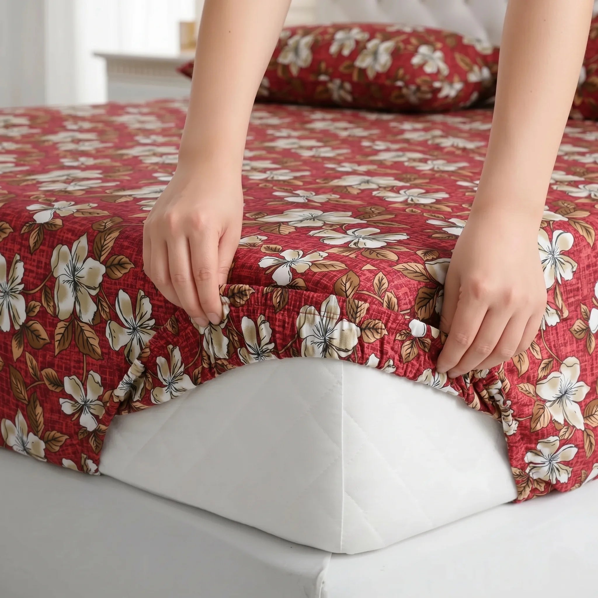 Ruby Magnolia Printed Fitted Sheet