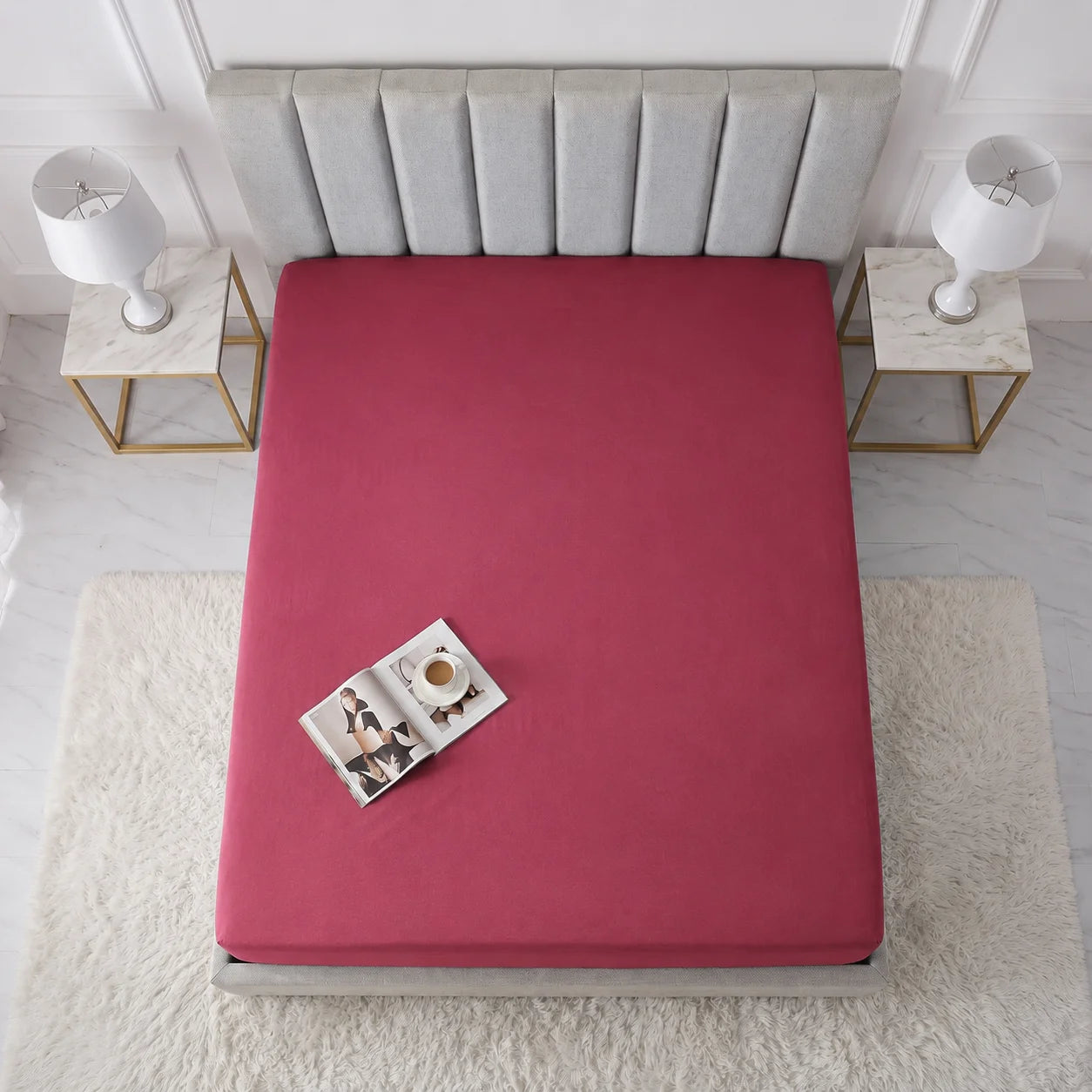 Ruby Red Cotton Mattress Cover — With Zipper