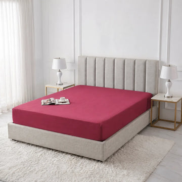 Ruby Red Cotton Mattress Cover — With Zipper