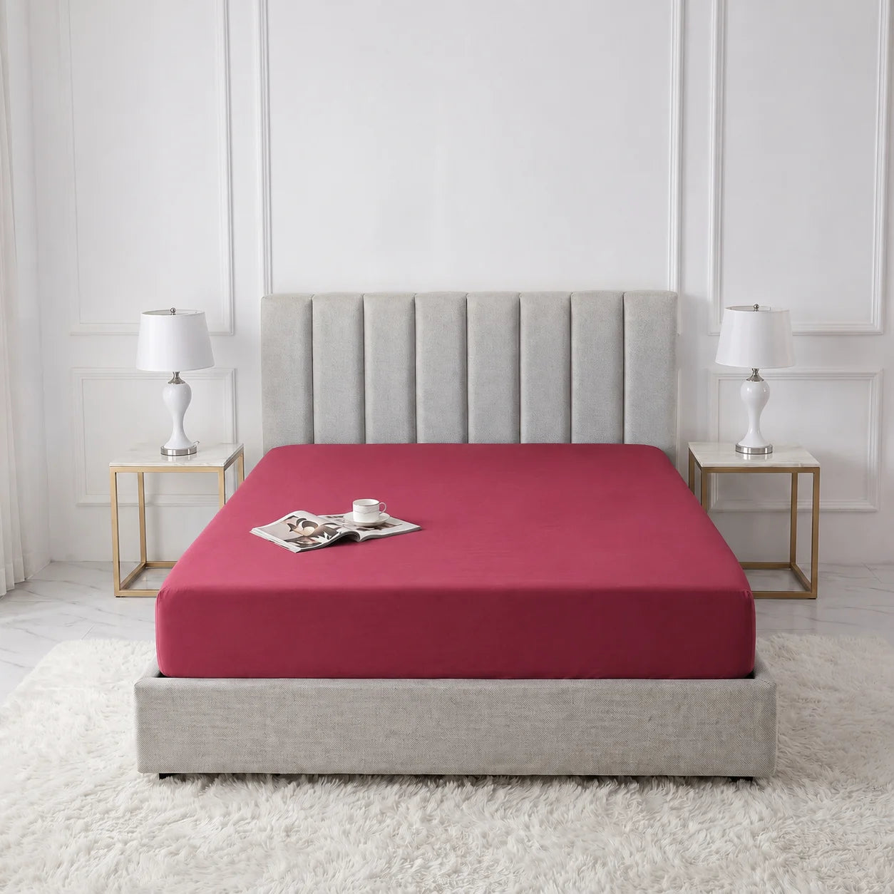 Ruby Red Cotton Mattress Cover — With Zipper