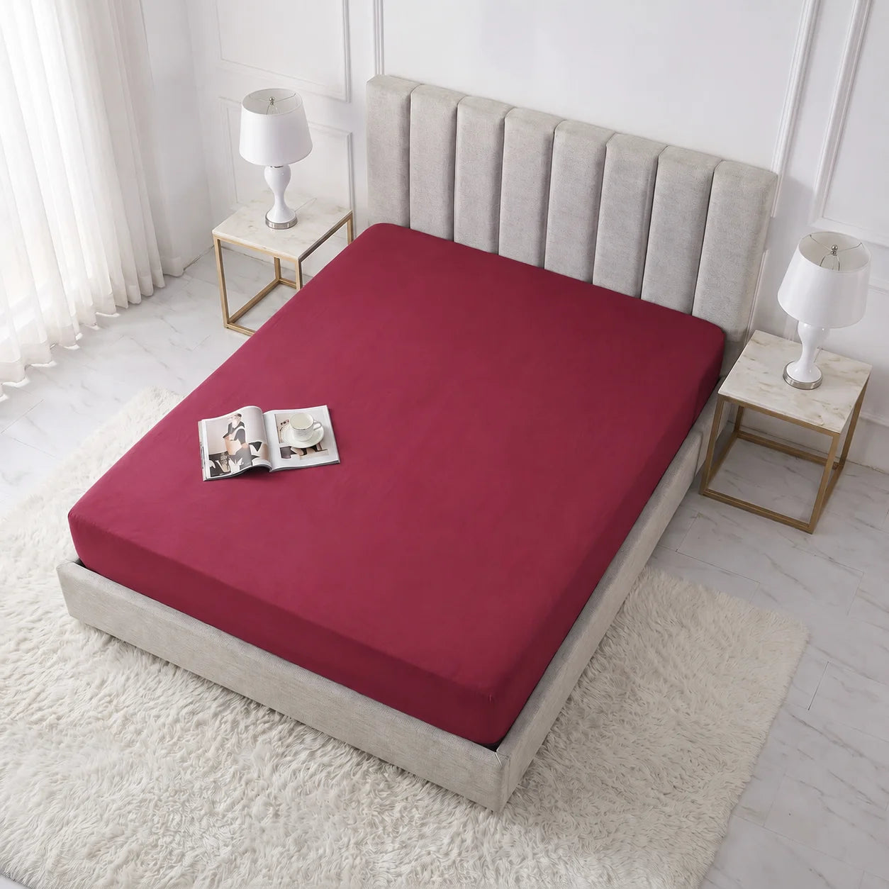 Ruby Red Cotton Mattress Cover — With Zipper