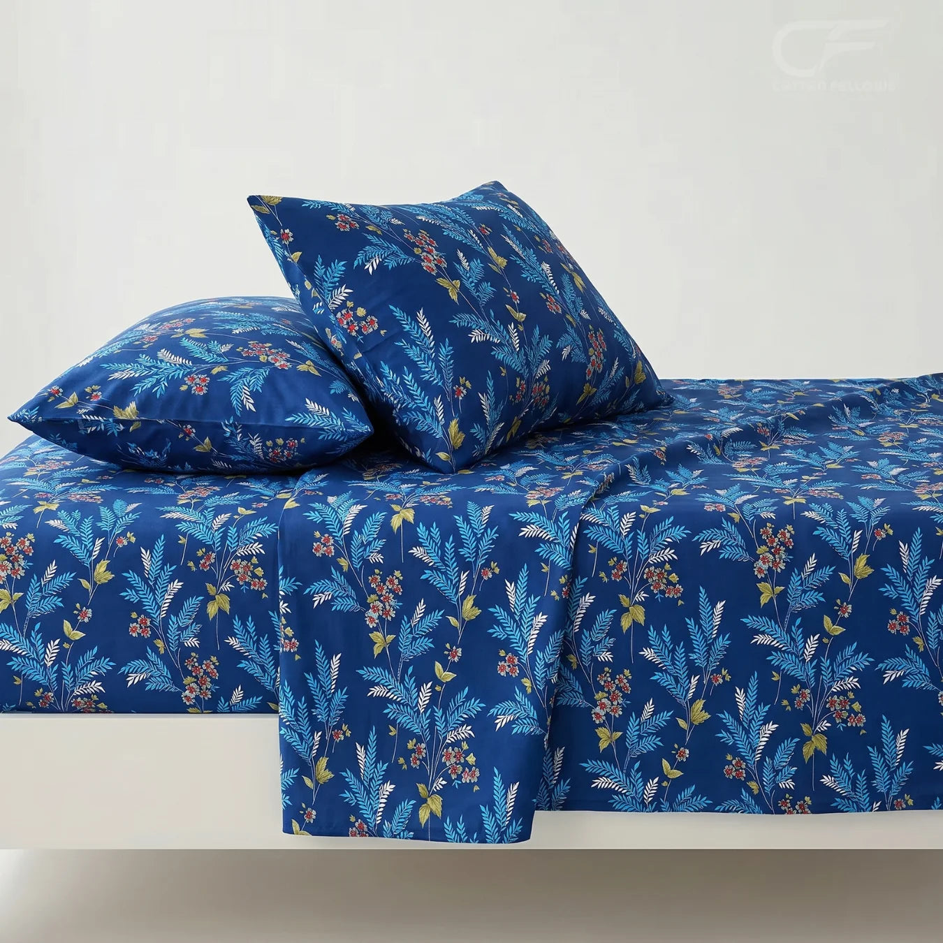 Sapphire Fern Botanical Printed Bedsheet Set