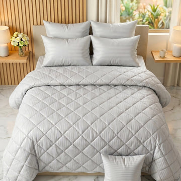 Silver Gray Comforter Set — Dyed Stripe