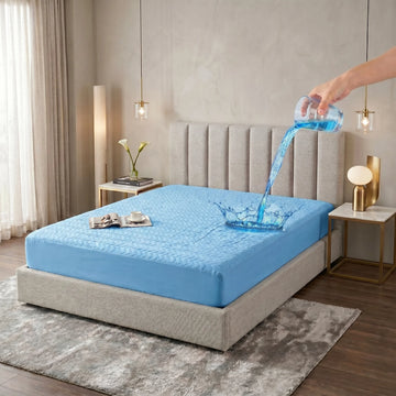 Sky Blue Waterproof Mattress Protector  — Quilted