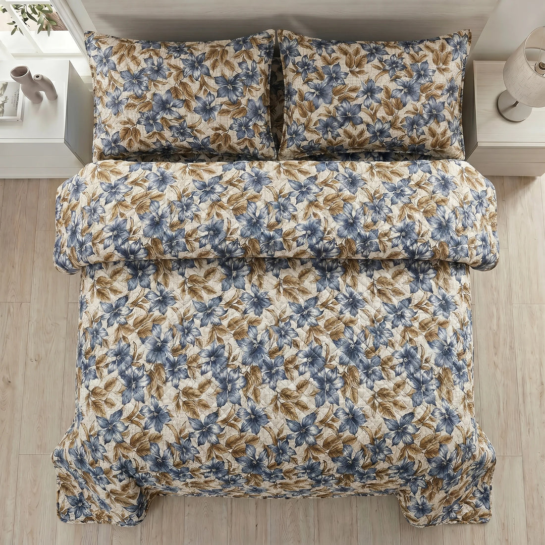 Slate Blossom Bed Spread Set — 3 PCS
