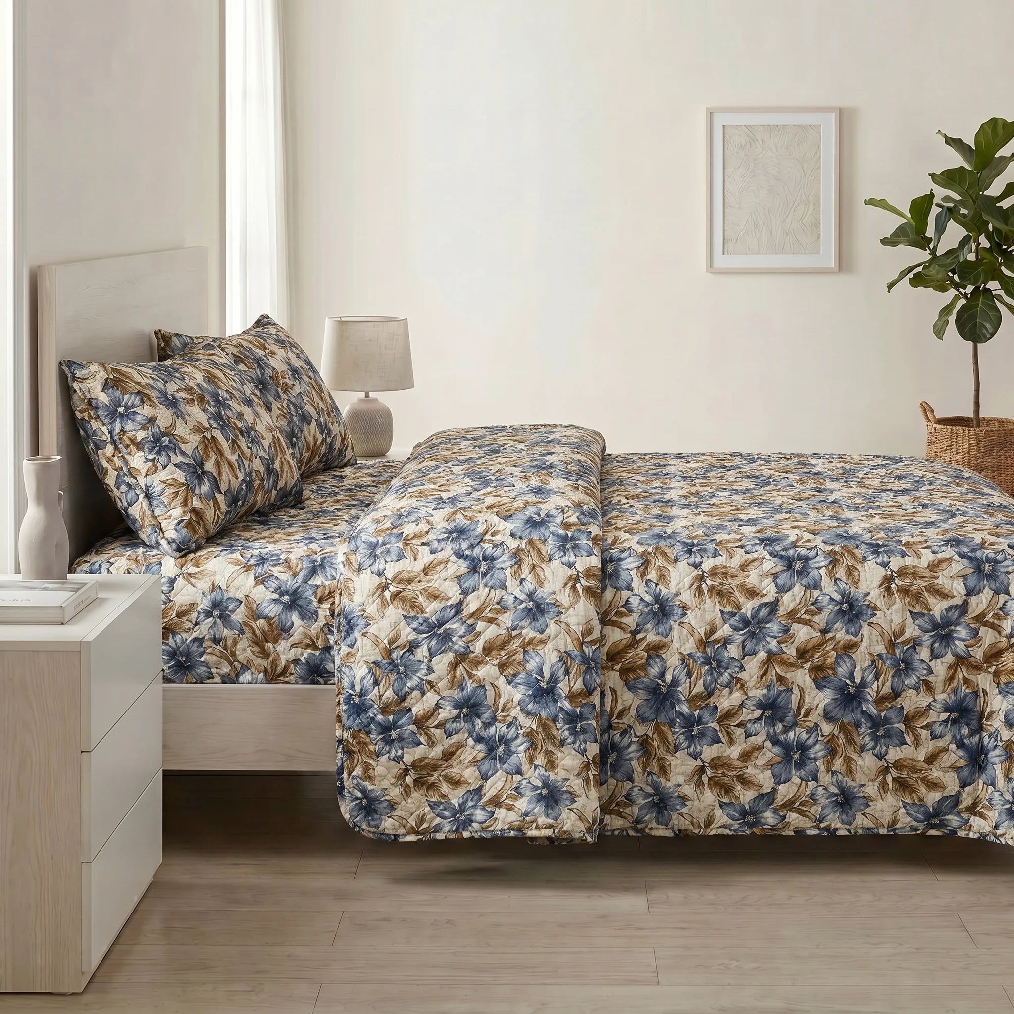 Slate Blossom Bed Spread Set — 3 PCS