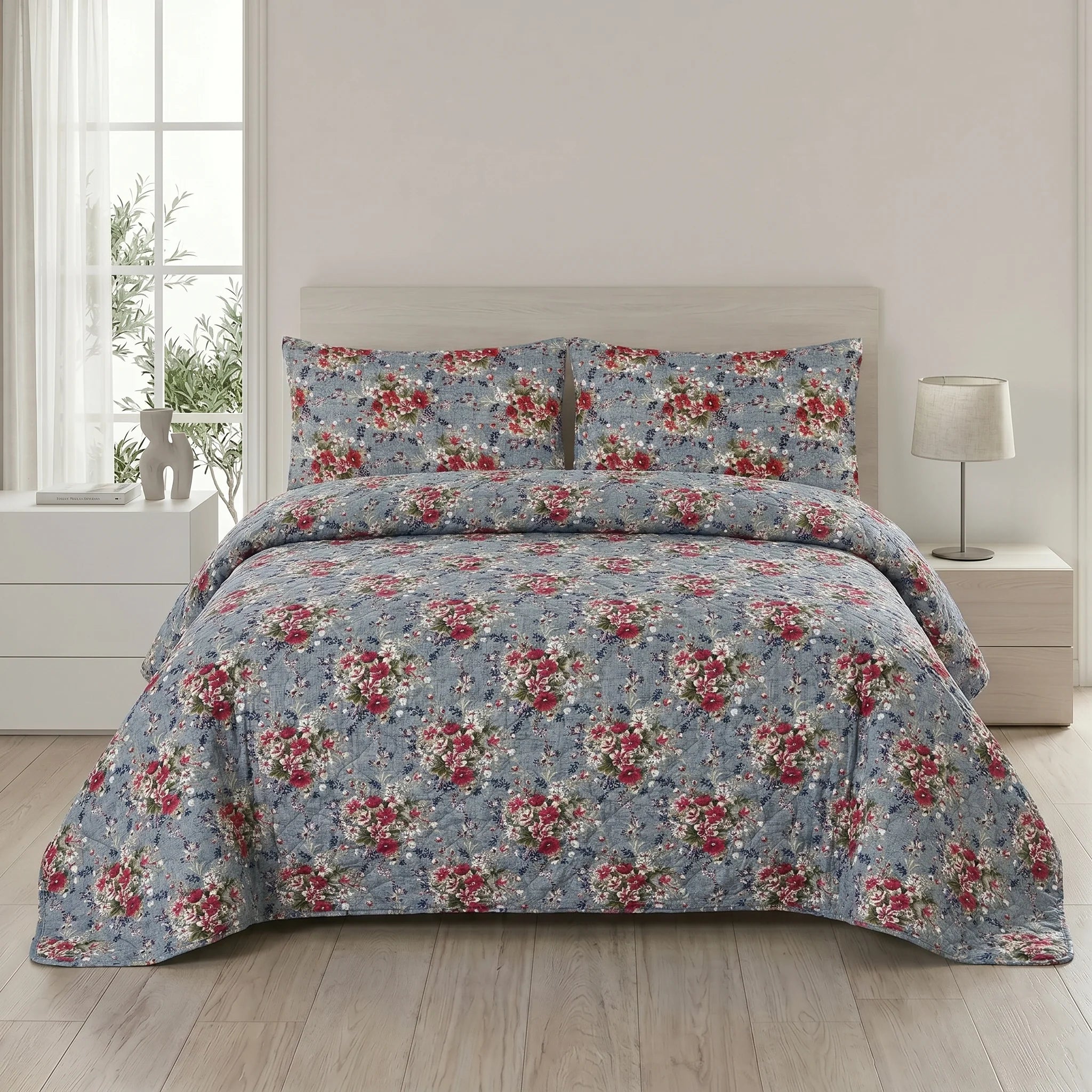 Slate Vintage Bed Spread Set — 3 PCS