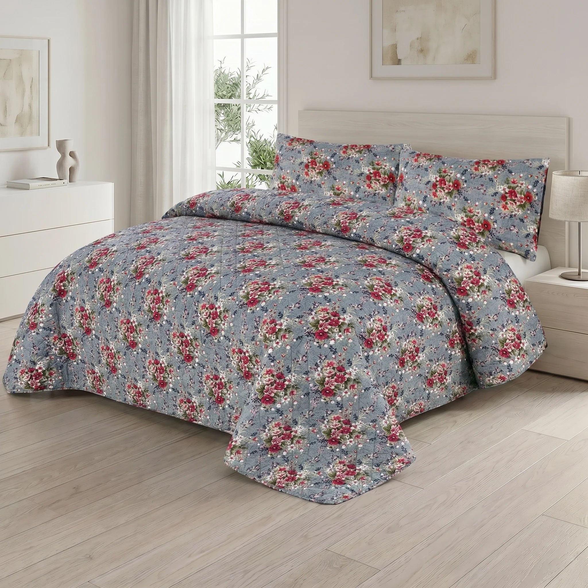 Slate Vintage Bed Spread Set — 3 PCS