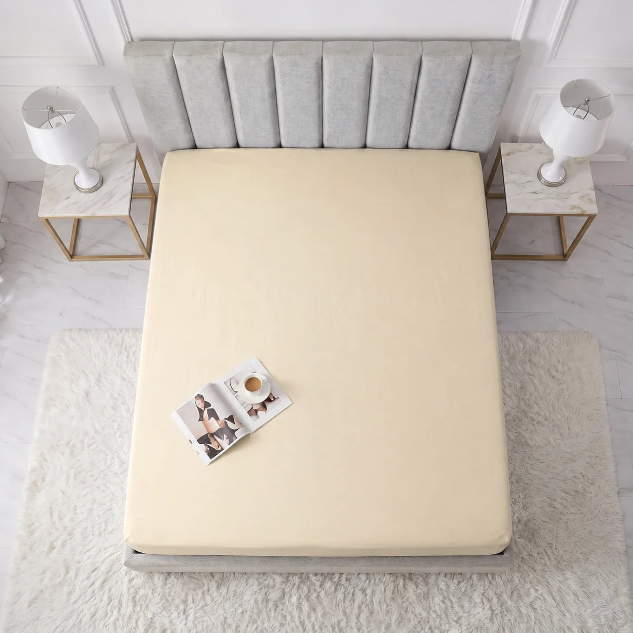Soft Ivory Cotton Mattress Cover — With Zipper