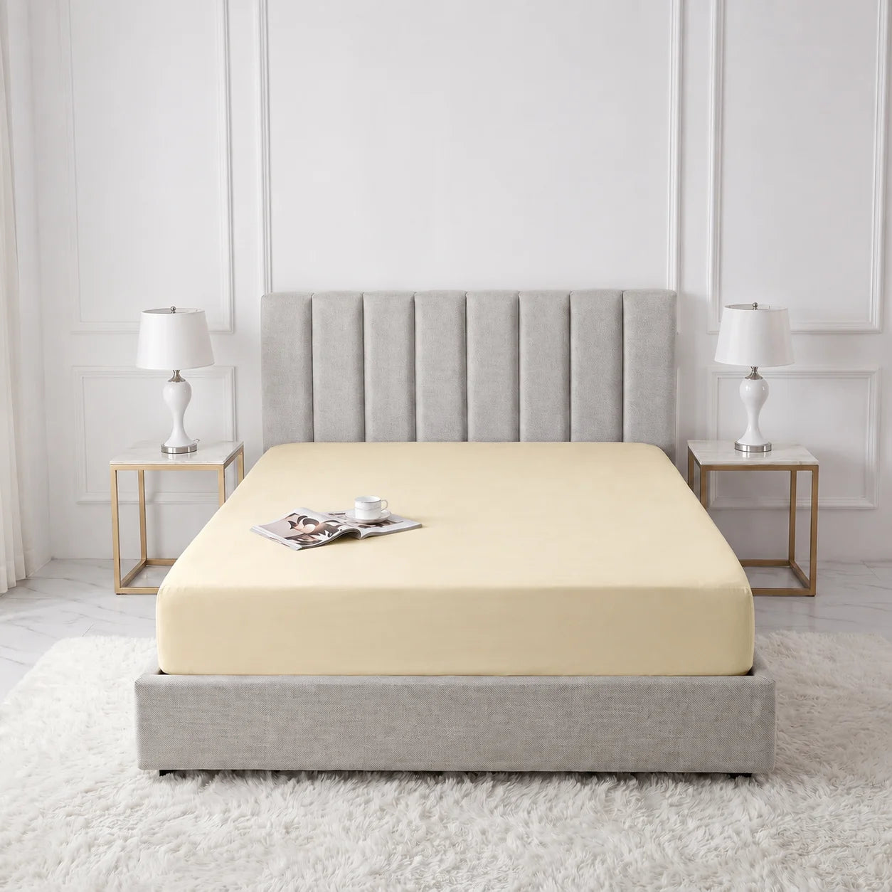 Soft Ivory Cotton Mattress Cover — With Zipper