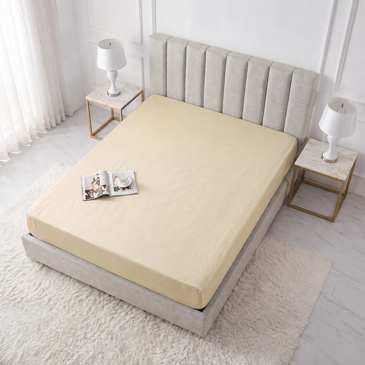 Soft Ivory Cotton Mattress Cover — With Zipper