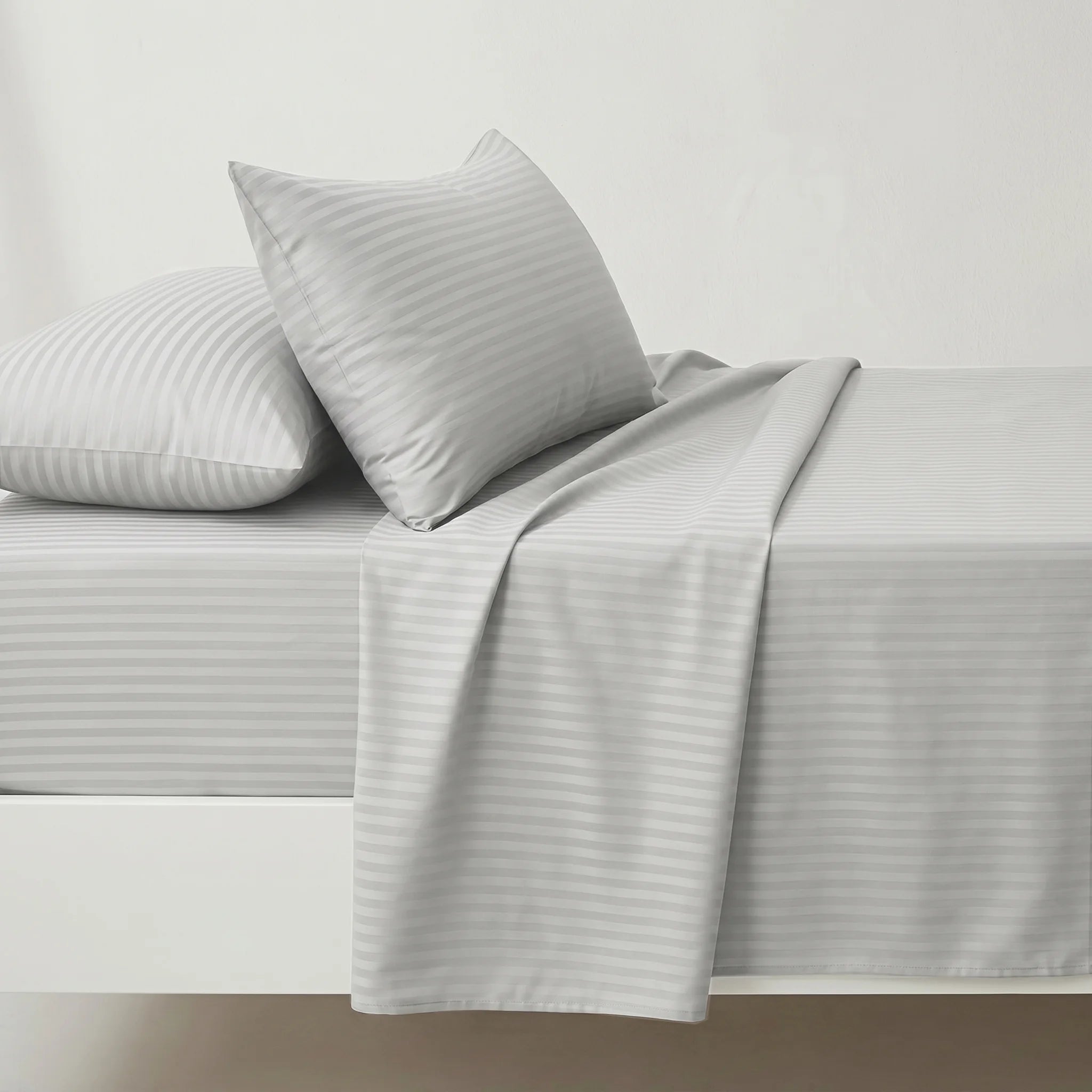 Soft Silver Dyed Stripe Bedsheet Set