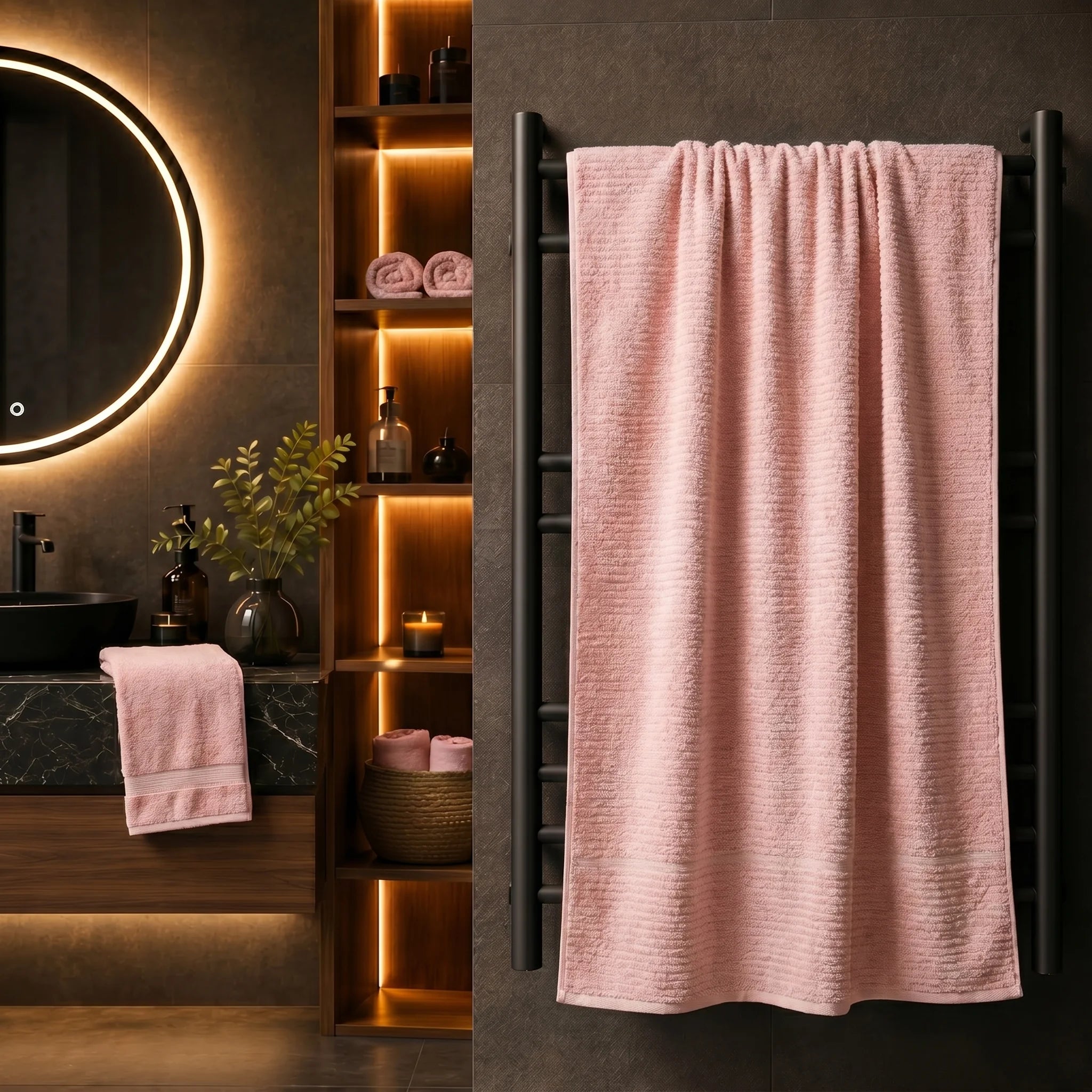 Solid Blush Pink Cotton Bath Towel — Elegant, Soft & Spa-Like