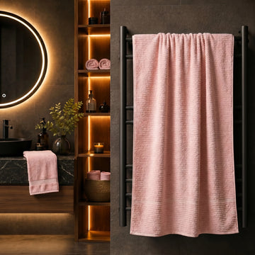 Solid Blush Pink Cotton Bath Towel — Elegant, Soft & Spa-Like
